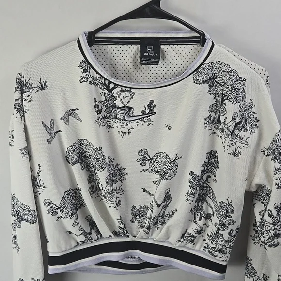 Nike Women's Court Paris Dri-FIT Long Sleeve Skull Tennis Top Sz XS - Picture 3 of 10